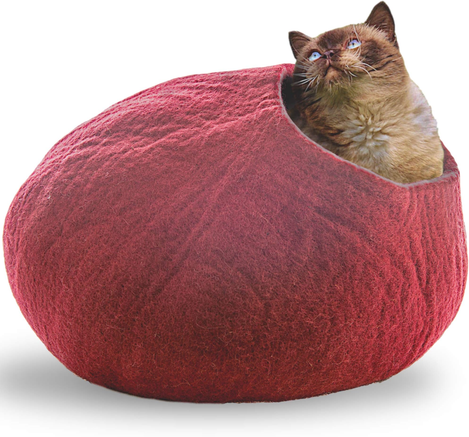 Premium Wool Cat Cave Bed (Large) | Handmade with 100% Natural Merino Wool | Eco Friendly Felt Cat Cave for Cats and Kittens