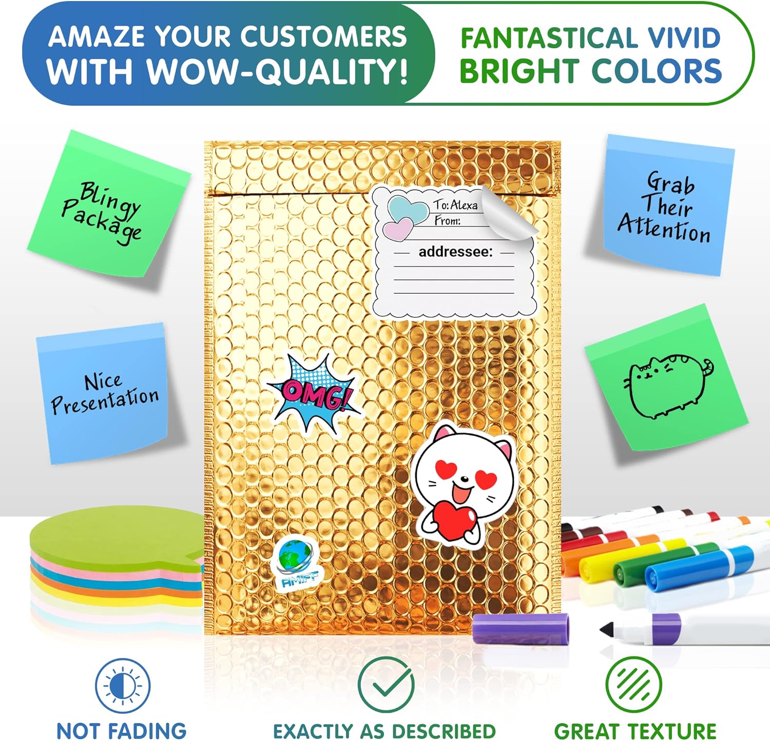 Gold Metallic Bubble Mailers, 4 x 8 Inches. Pack of 25 Padded Envelopes Waterproof. Opaque Metallic Bubble Envelope Mailer Self-Seal. Waterproof Padded Shipping Envelopes for Gifts - Image 5