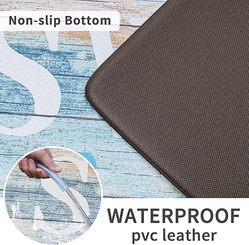 Vista 32 de ROSMARUS Tapetes de cocina para piso, juego de 2 piezas, tapetes acolchados antifatiga, impermeables, fáciles de limpiar, cómodos tapetes de pie