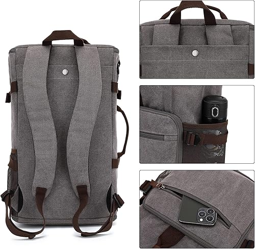 Miniatura 3 de Gym Duffle Bag Backpack 4-Way Vintage canvas with Shoes Compartment for travel Sport Hiking laptop (Vintage grey) X-Large