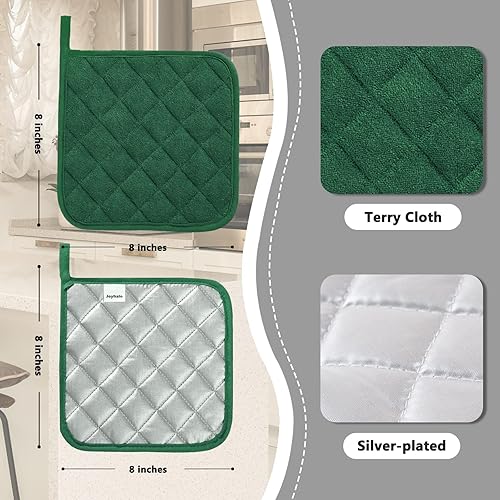 Miniatura 41 de Agarraderas de algodón, lavables a máquina, resistentes al calor, salvamanteles, para cocinar y hornear Gris Oscuro