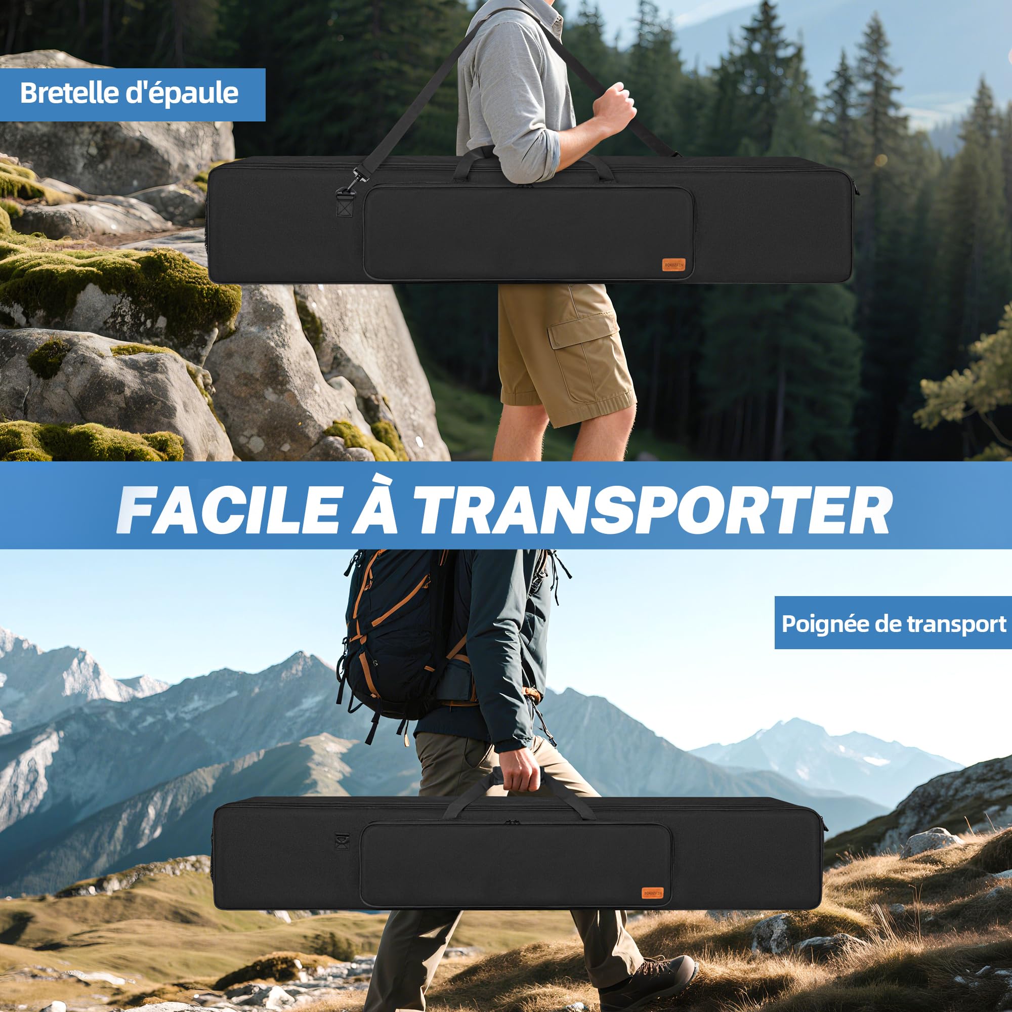 OUUTMEE 102CM Sac de Transport pour Trépieds, Étui de Trépied pour Caméra, Éclairage et Équipement Audio, Sac pour Trépied Imperméable et Rembourré avec Bandoulière et Poignées (Noir)
