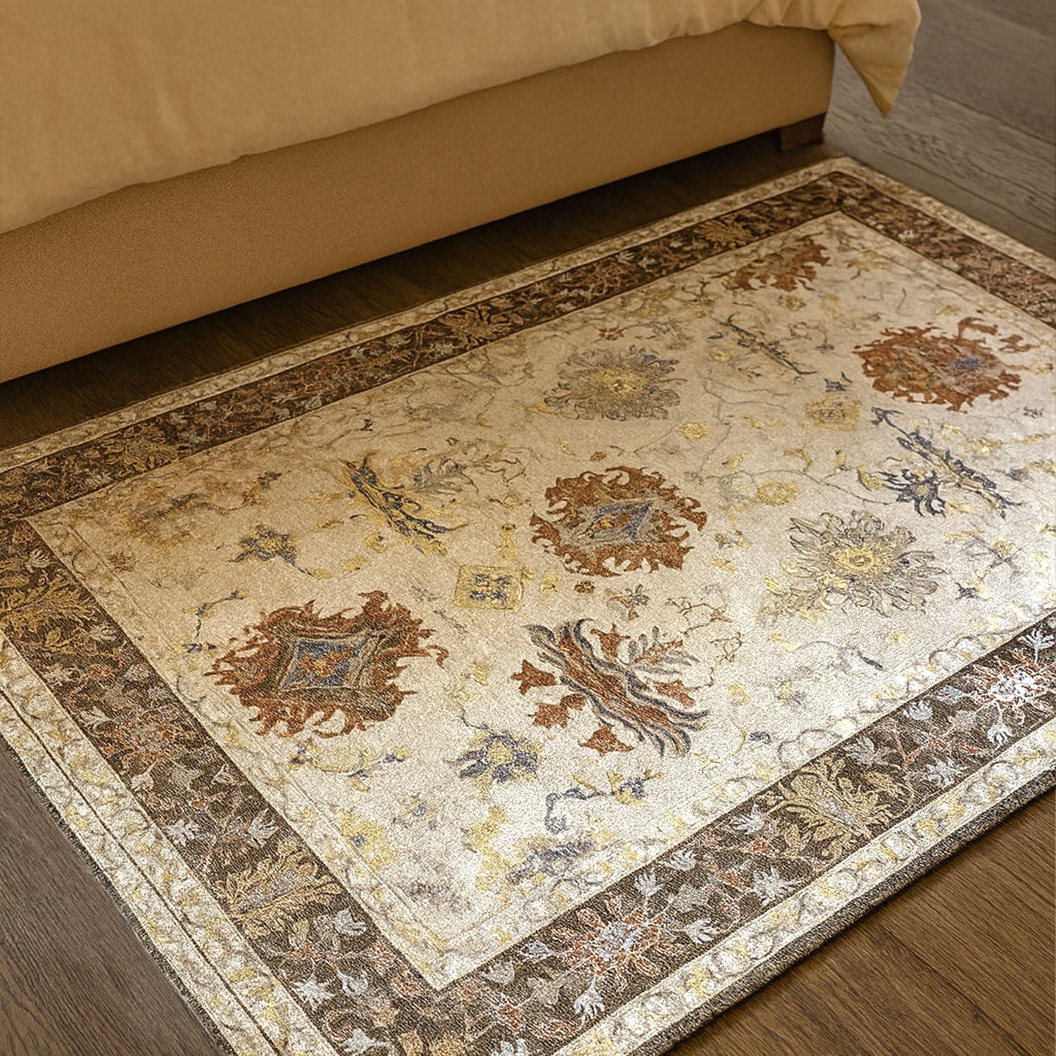 luxe home international polyester vintage carpet – super soft, washable, anti skid carpet for bedroom, living room, hallway & home decor (3x5 feet, multicolor, tpr)