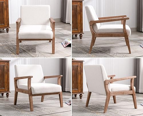 Miniatura 12 de VESCASA Silla decorativa de 23.2 pulgadas de ancho con brazos, cómoda silla auxiliar de granja con asiento tapizado, silla de lectura moderna de