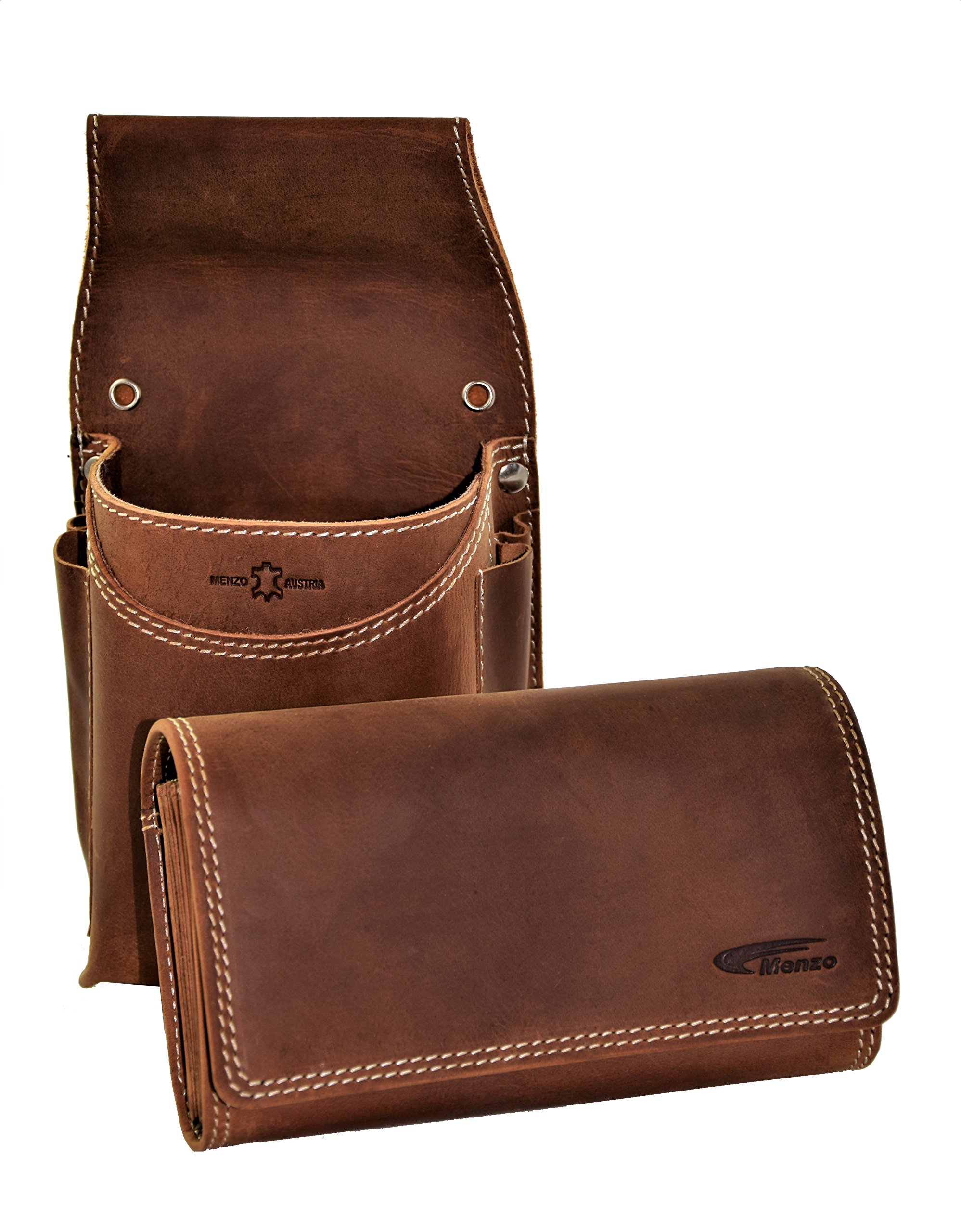 Menzo Ensemble de serveur professionnel GARANTIE 12 MOIS ! Bourse pour serveur Cuir Double Couture différents Coloris et Motifs