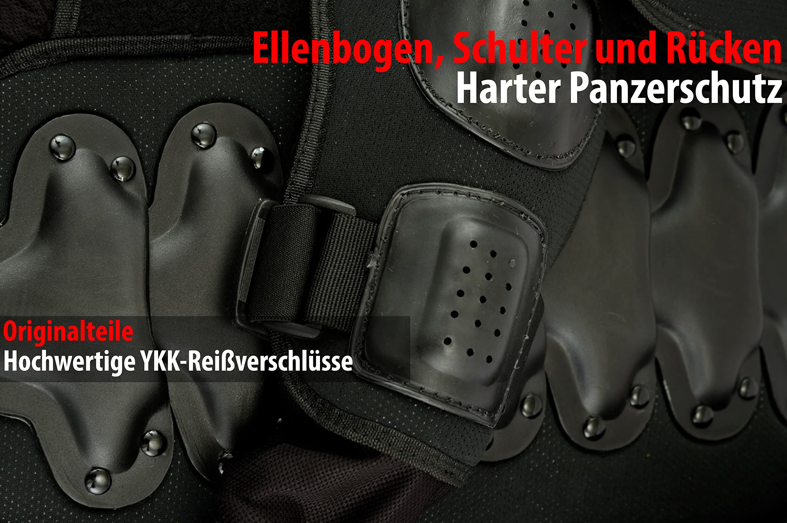 Texpeed - Kinder Motocross jacke mit Rückenprotektor für sportliche Aktivitäten - Brustschutz - Schwarz - L
