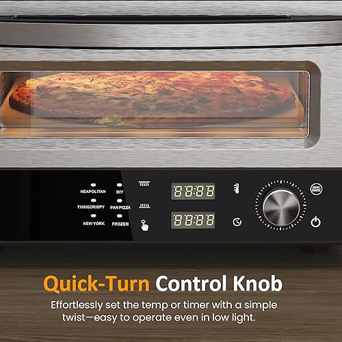 Miniatura 4 de Horno de pizza para interiores y exteriores calienta hasta 750 , hasta 12 "Máquina de pizza eléctrica de encimera con 6 preajustes, perilla de