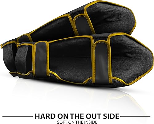 Miniatura 5 de DXM SPORTS Espinilleras de artes marciales kickboxing con protección en el empeine para Muay Thai, boxeo, artes marciales, karate, taekwondo,