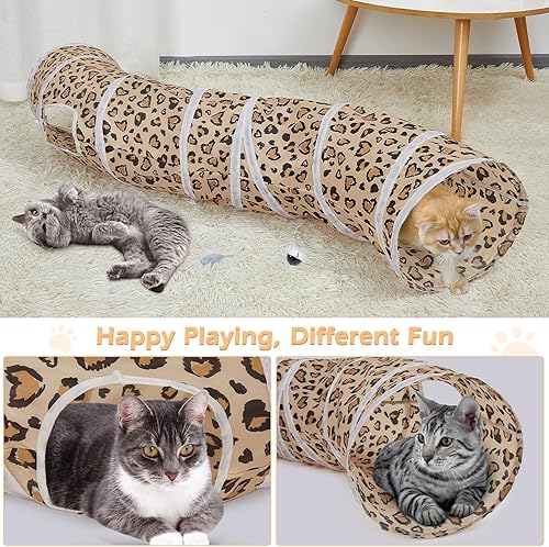 Miniatura 10 de Glittme Túnel para gatos, túneles para gatos de interior, cueva para gatos en forma de S con juguetes para gatos, tubos plegables para gatos y