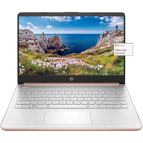 HP 14in Thin Light Laptop, Intel 2-Core CPU, 8GB RAM, 192GB Storage(64GB eMMC 128GB Micro SD),1Yr Office w/Accessories(Rose Gold)