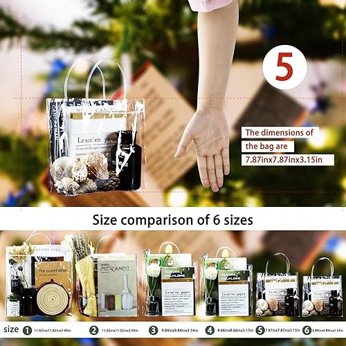 Miniatura 10 de BadenBach 16 bolsas de regalo de plástico transparente con asa, reutilizables, de plástico de PVC transparente, para compras, mercancía, boutique,