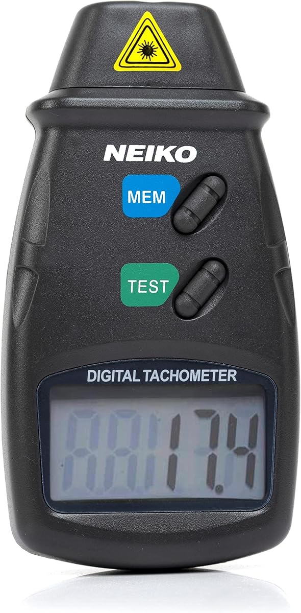 NEIKO 20713A Digital Tachometer, Noncontact Laser Photo Sensor with 2.5 to 99,999 RPM Accuracy, RPM Gauge Marker with Batteries Included