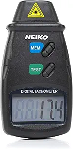 NEIKO 20713A Digital Tachometer, Noncontact Laser Photo Sensor with 2.5 to 99,999 RPM Accuracy, RPM Gauge Marker with Batteries Included