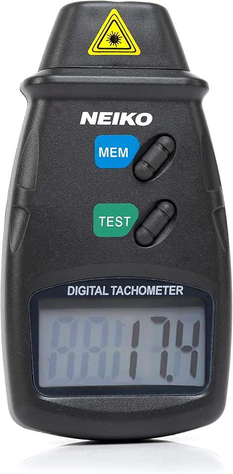 NEIKO Tacômetro Digital 20713A, Sensor Fotográfico A Laser Sem Contato com Precisão de 2,5 A 99.999 Rpm, Marcador de Medidor de Rpm com Baterias Incluídas