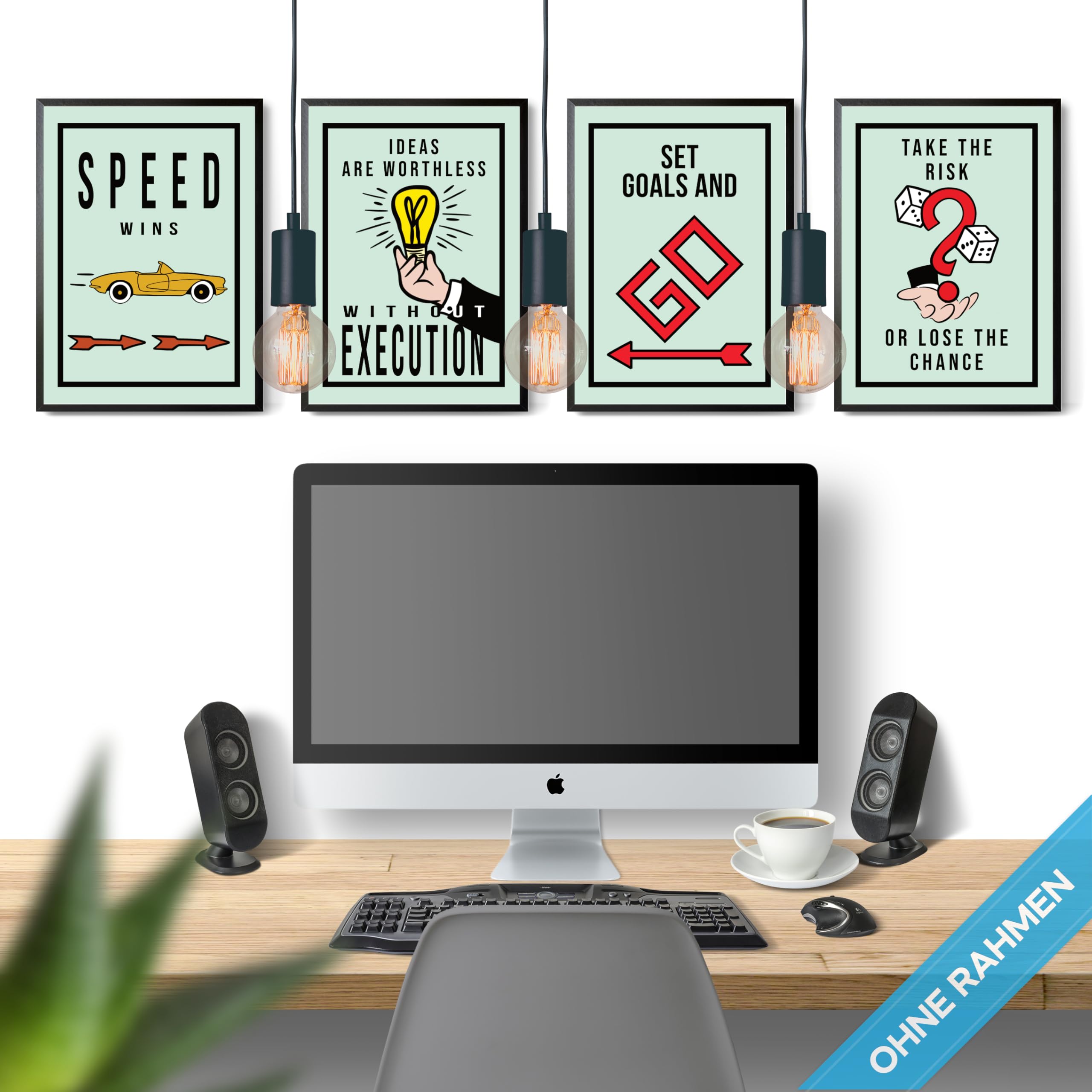 Wall Art Of Inspirational Quotes Stay Positive Work Hard Fallo Accadere Stampe Moderne Poster Murale Per Decorazioni Per Ufficio Dipinti 30x40cmx3 (12x16X3) Senza Cornice