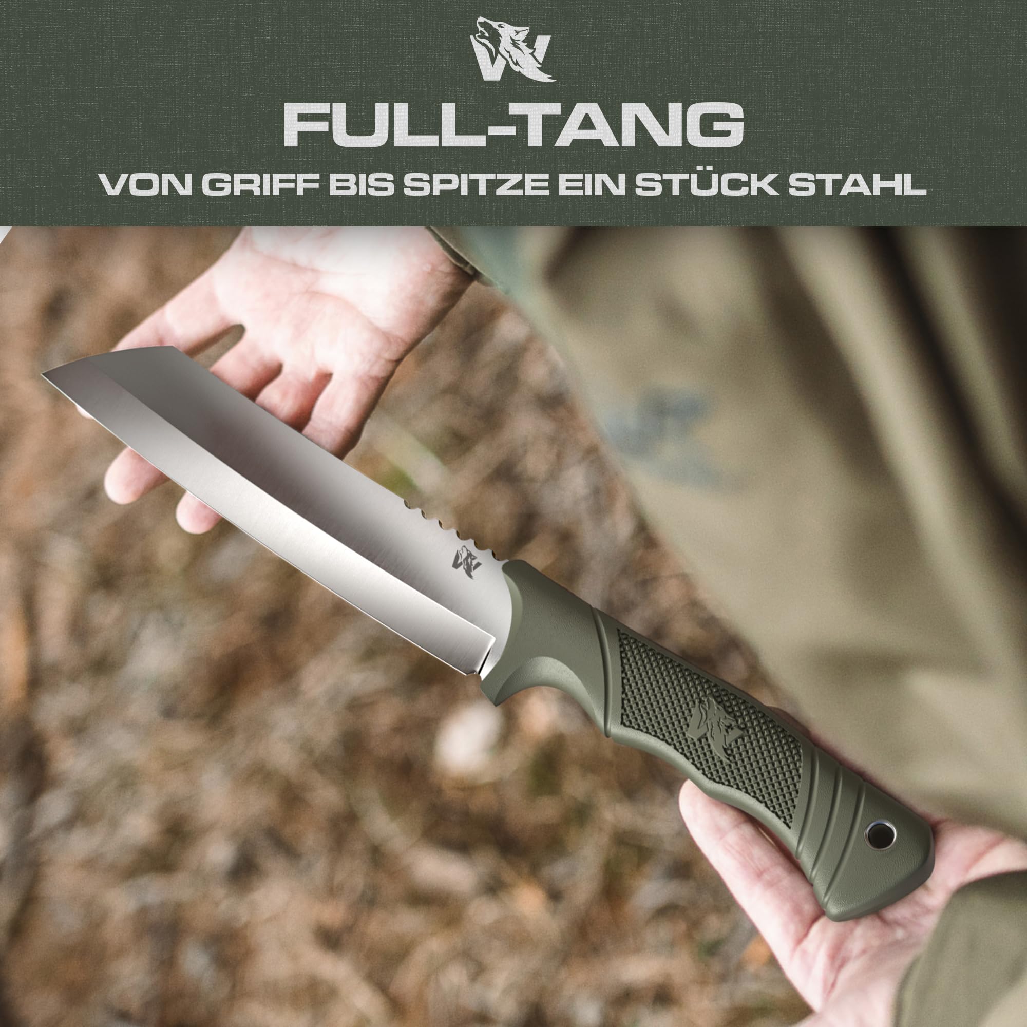 Odenwolf WMachete - Machetescharf aus D2-Stahl - Großes Buschmesser für Bushcraft & Outdoor - Gartenarbeit geeignet