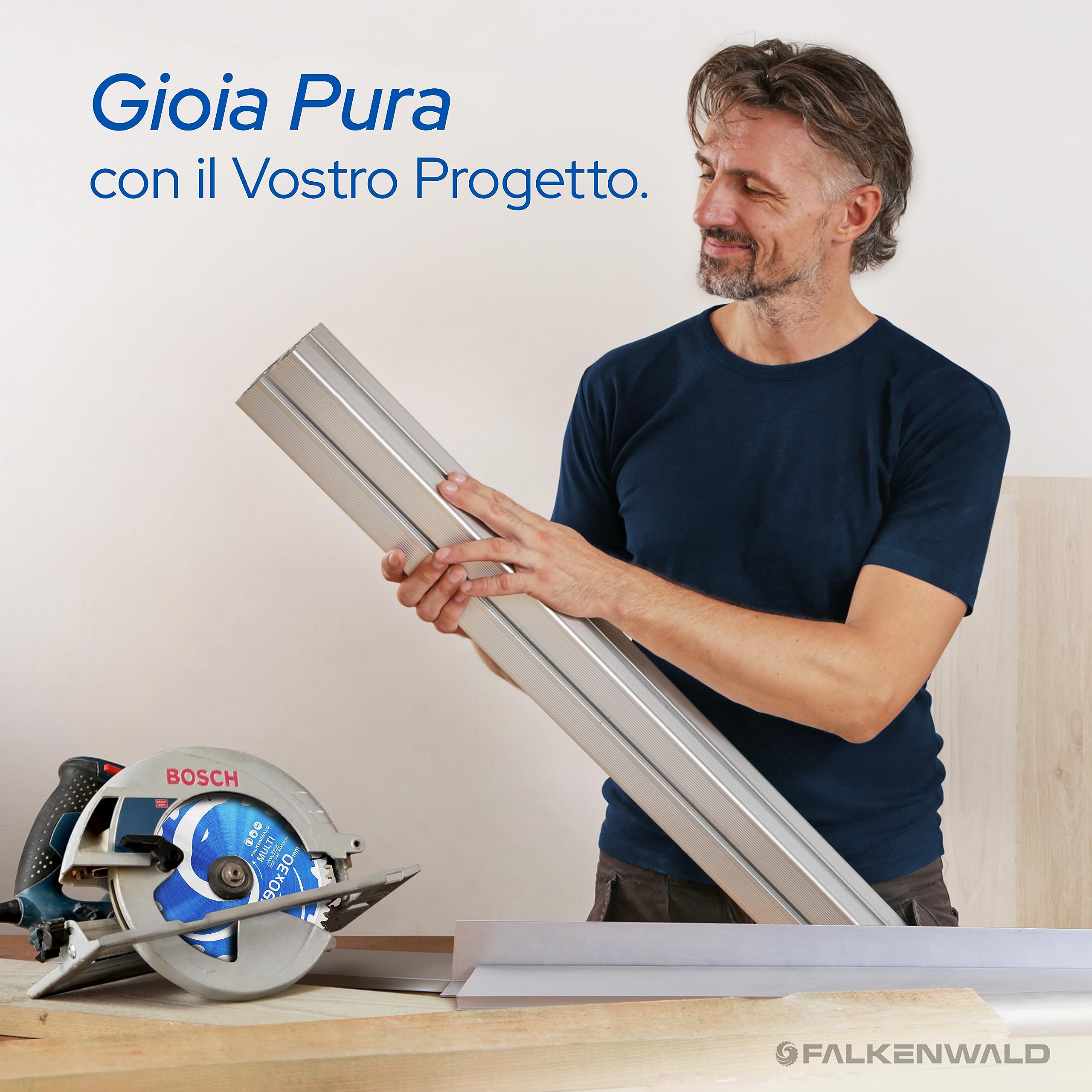 FALKENWALD® - lama sega circolare 190 x 30 mm, per legno, metallo e alluminio compatibile con sega circolare a mano bosch reaxx table saw e Makita