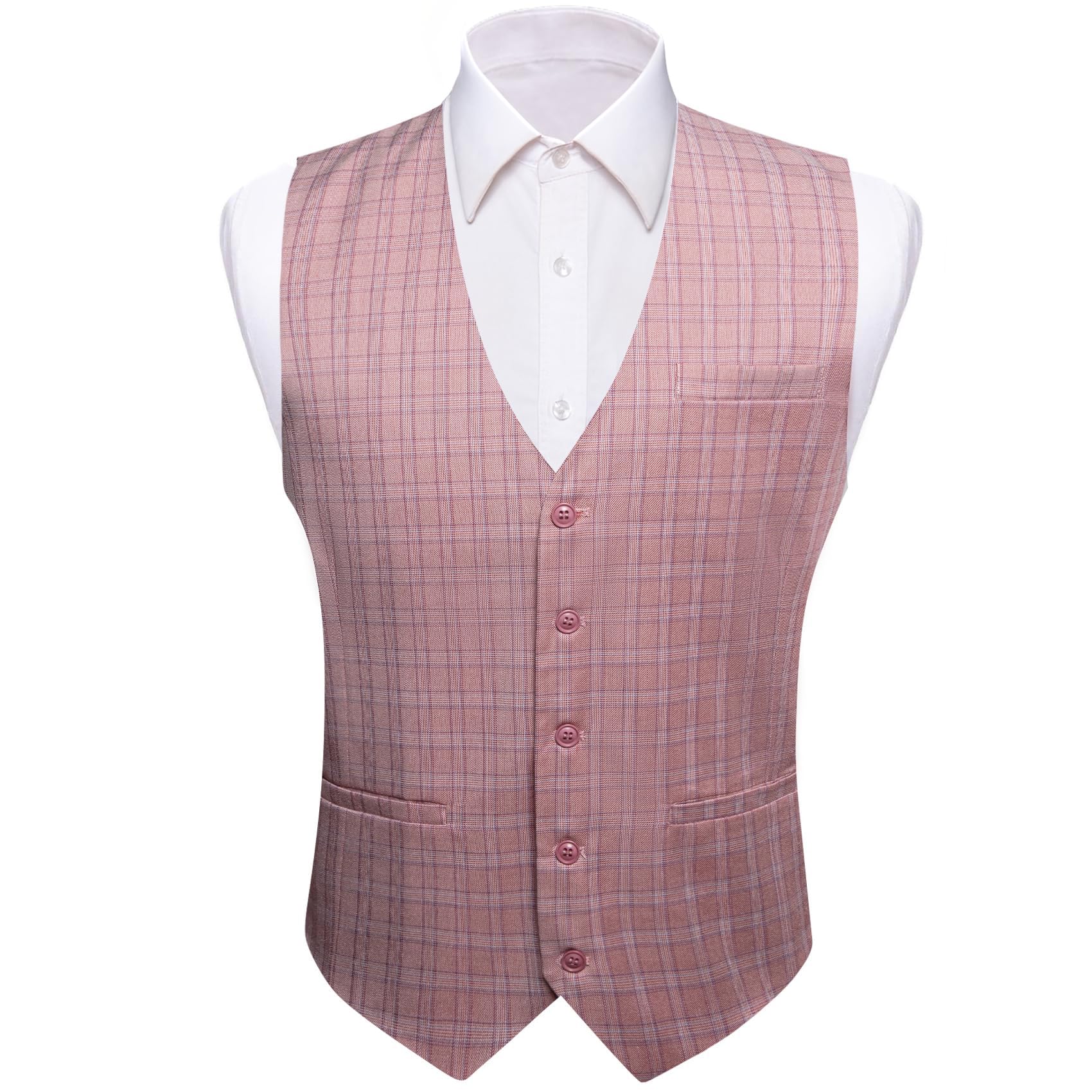 Barry.Wang Gilet da uomo formale e cravatta set gilet business tinta unita matrimonio slim fit smoking gilet con scollo a V