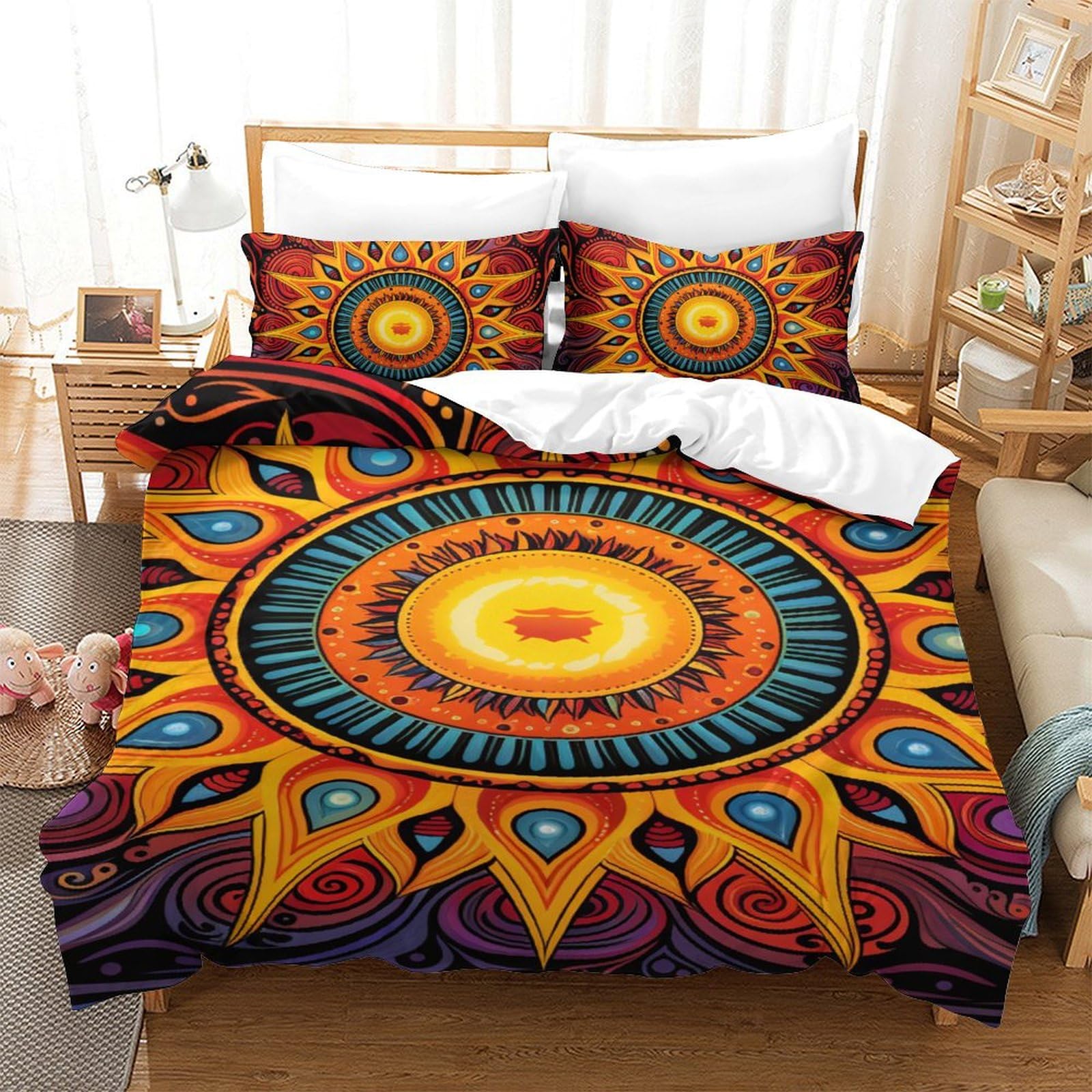 Parure de lit 3 pièces imprimée 3D avec housse de couette single 140x200 et taies