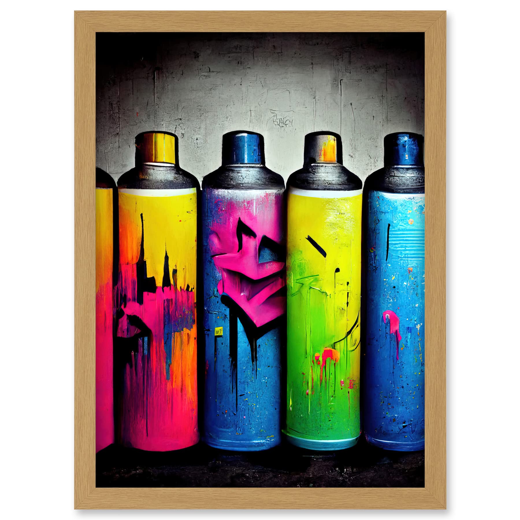 Doppelganger33 LTD Colour Spray Paint Graffiti Cans Street Illustration Artwork Framed A3 Wall Art Print
