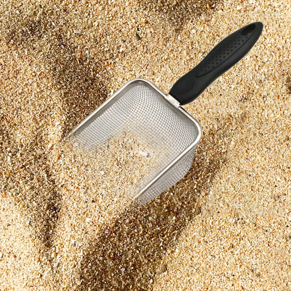 Pelle à sable pour reptiles - 26 cm - Amphibie - Pour nettoyage de litière d'aquarium - Substrat métallique à mailles fines pour gecko, lézard, araignée, serpent, tortue, acier inoxydable