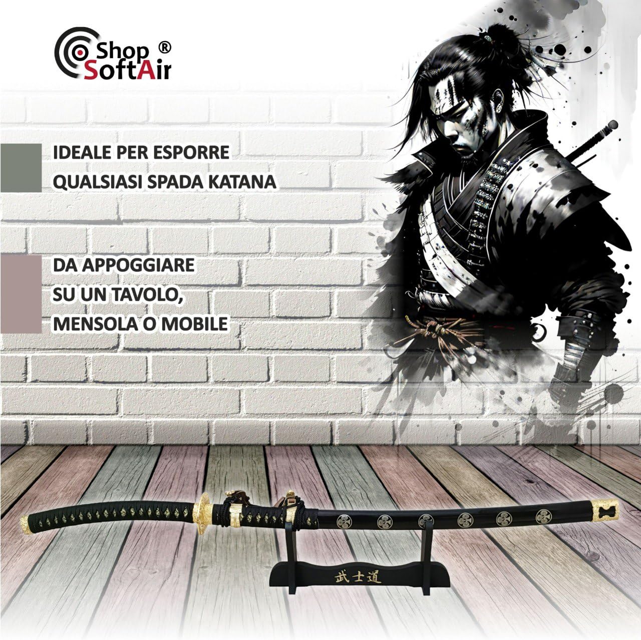 Supporto Piedistallo Espositore in Legno Katana 1 Posto Tavolo