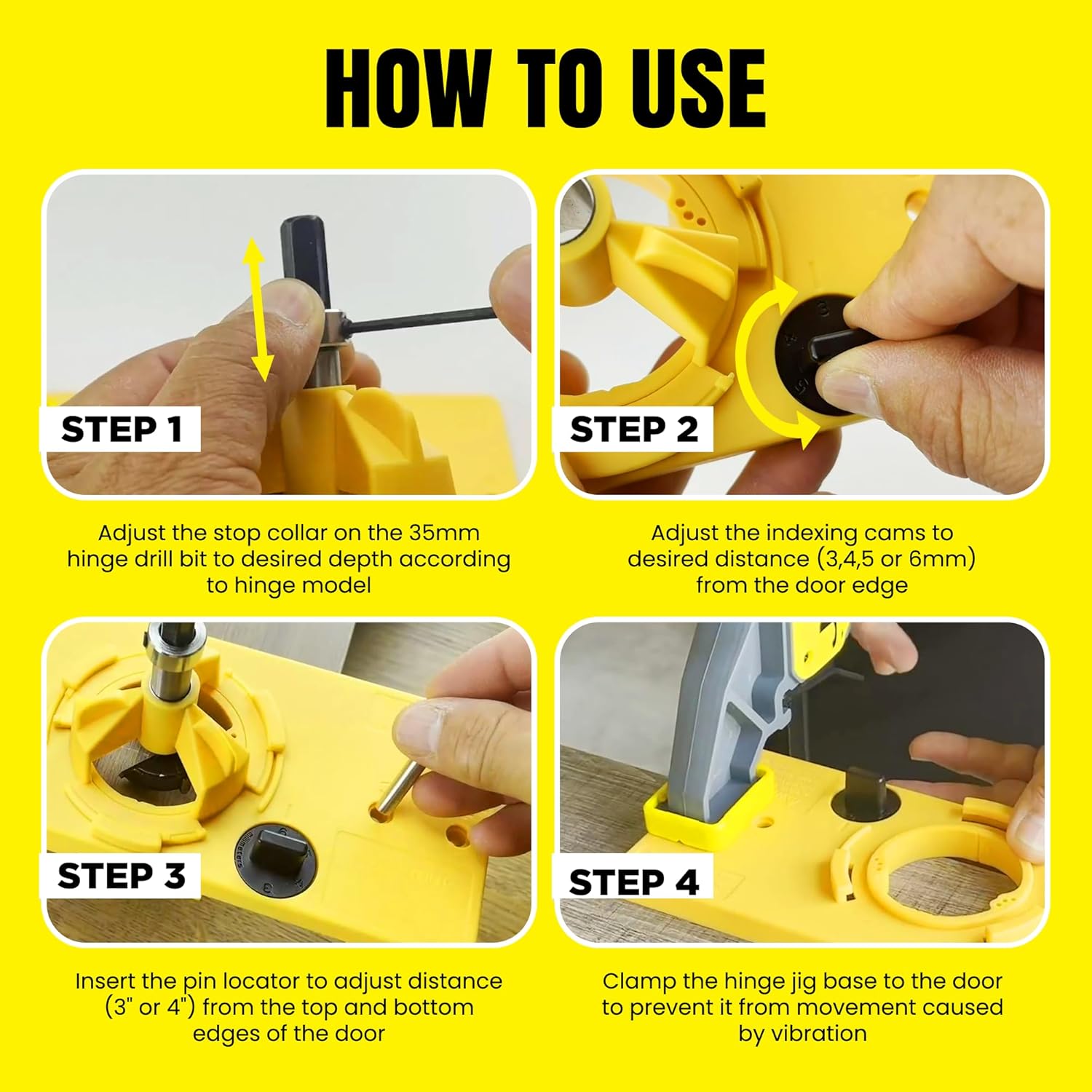 JNB Pro Concealed Hinge Jig Kit with 35mm Carbide Drill Bit, Hidden Door Hinge Template, Cup/European Style Hinges Easy Installation Tool for Kitchen Cabinet Doors