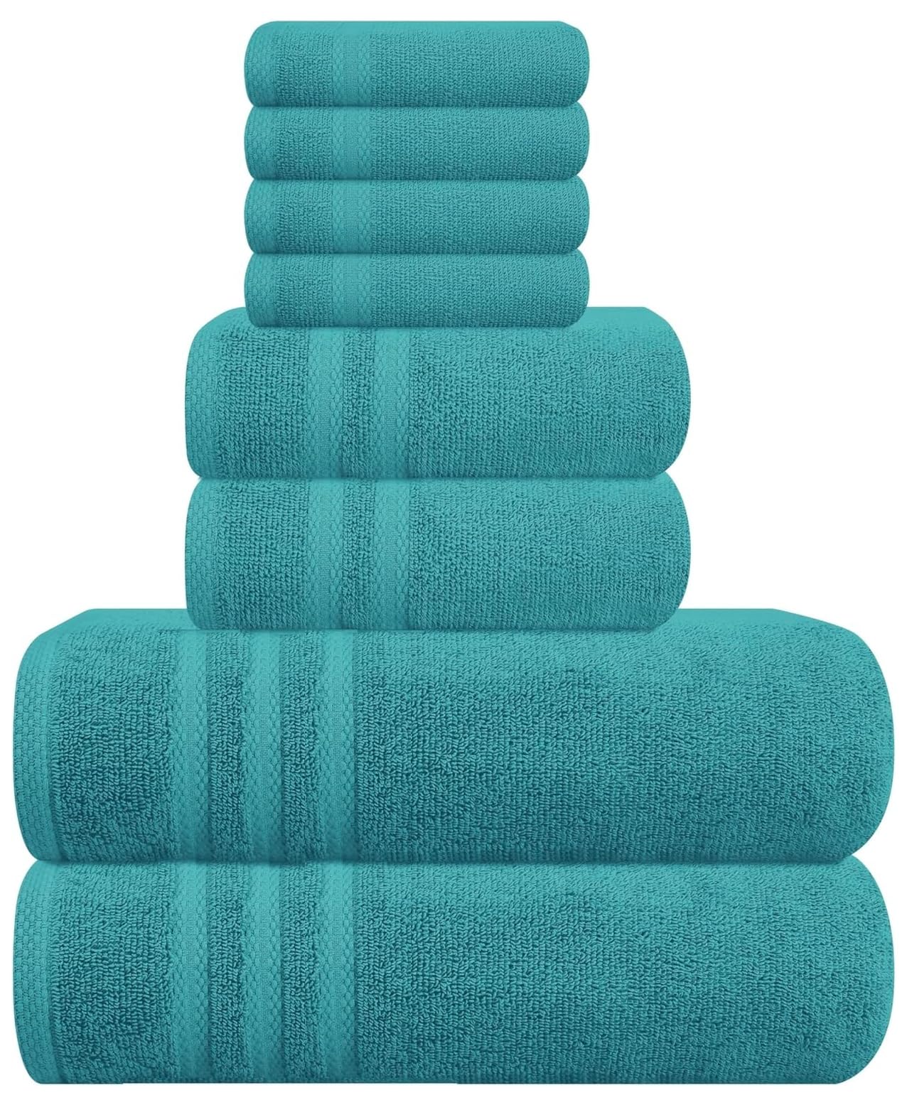 WovenWonder 8 Piece Bale Towel Set 100% Egyptian Cotton 2 Bath Towels, 2 Hand Towels