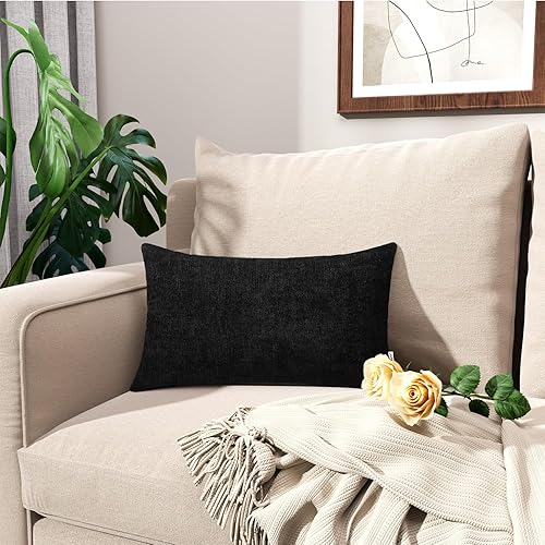 Miniatura 2 de Juego de 2 fundas de almohada acogedoras BRAWARM para sofás, decoración del hogar, de felpilla lisa teñida y a rayas