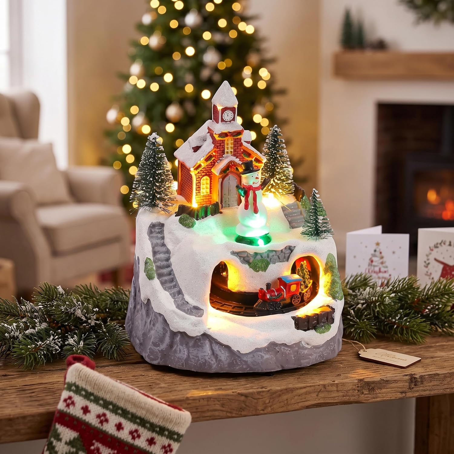 Christmas Houses Village Resin Lighted Christmas Village With Moving Train