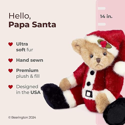 Vista 20 de Bearington - Osito de peluche navideño Jolly Jingles, 10 pulgadas alto, con pelaje ultrasuave, gorro de Papá Noel, bolsa de juguetes, lazo de satén