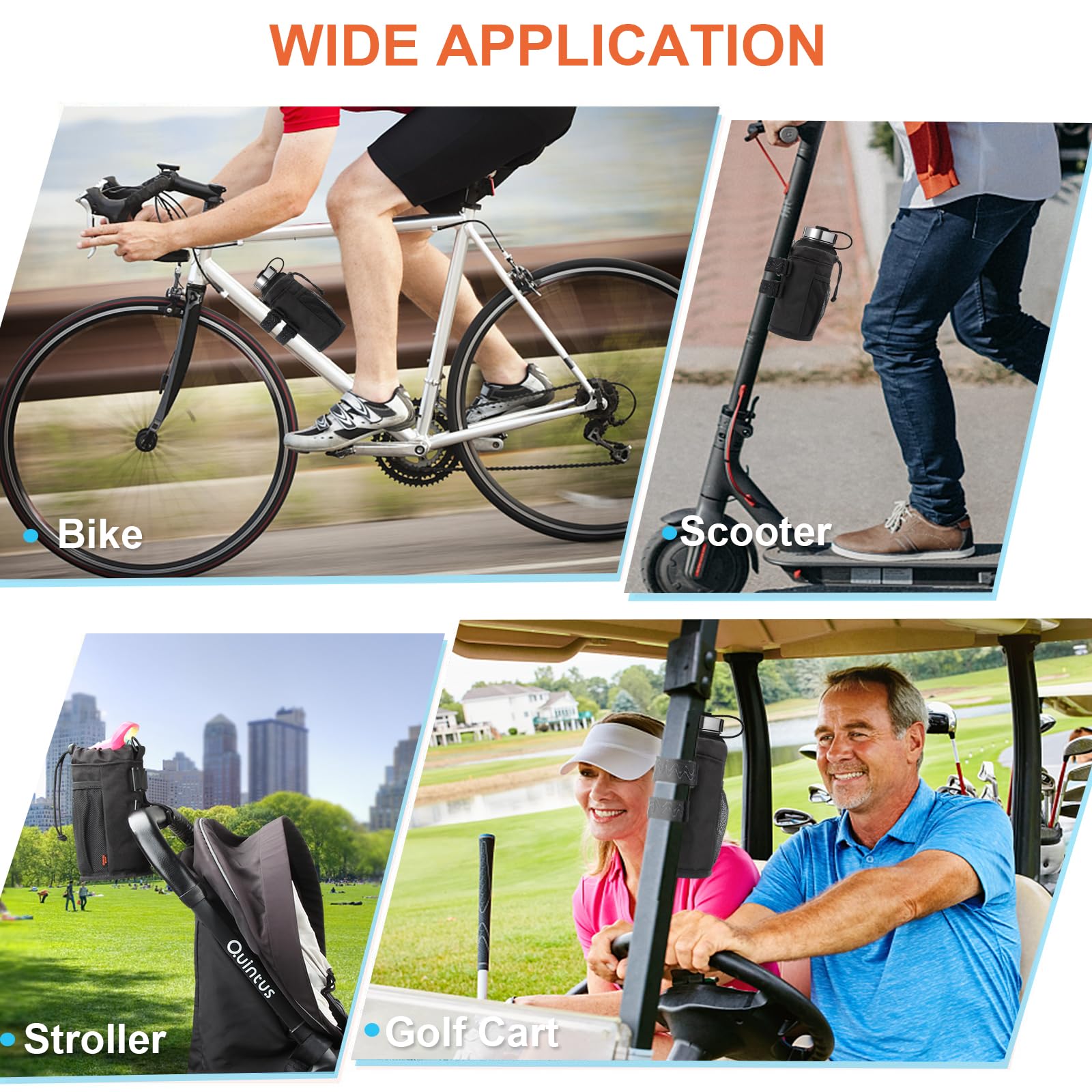 Portabottiglie per bicicletta, portabottiglie da 470-680 g, con cinghie antiscivolo rimovibili, diversi metodi di installazione, portabottiglie isolato per mountain bike, bici da strada,