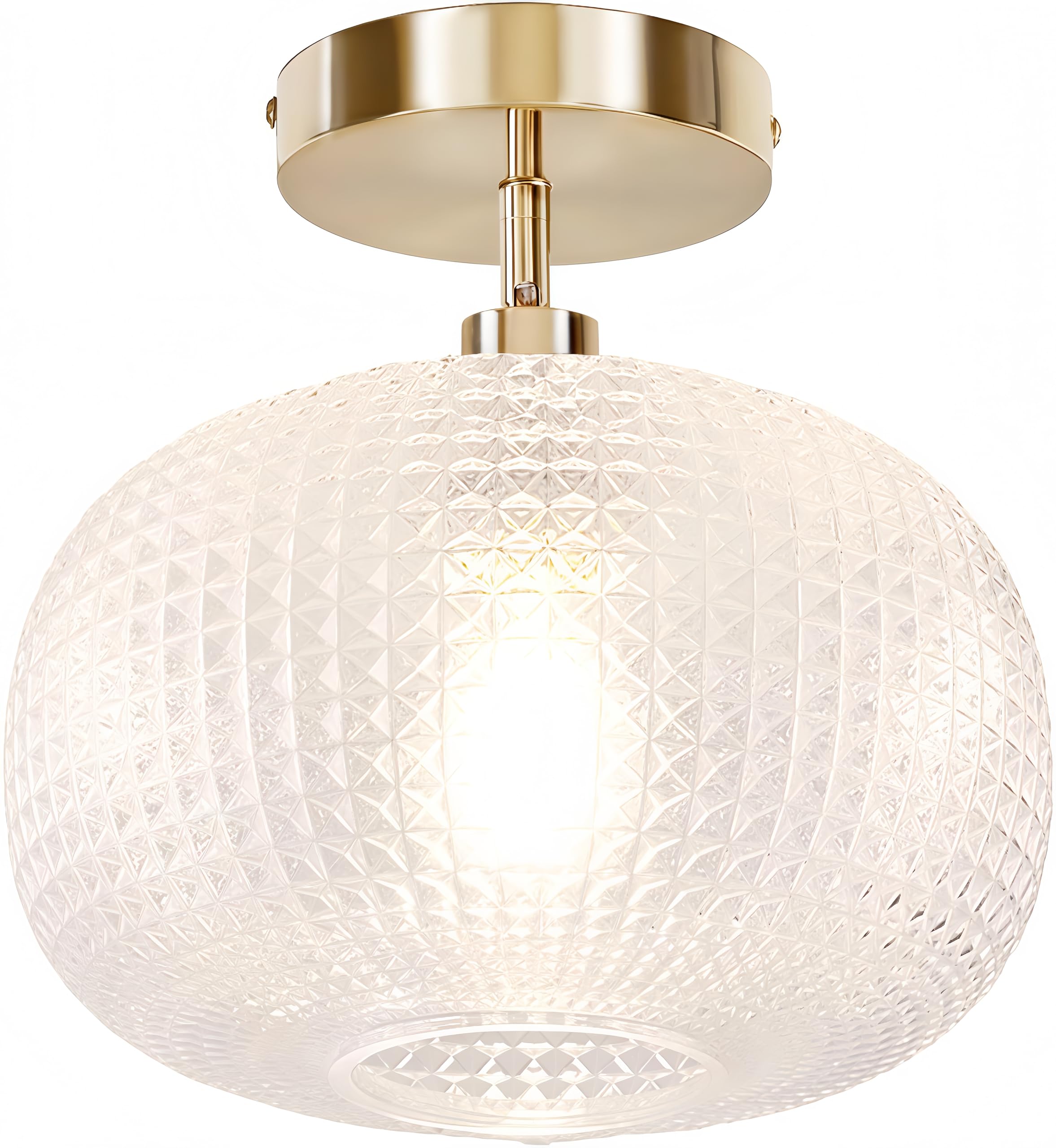 Semi Flush Mount Ceiling Light Fixture,Hallway Light Fixtures,Bathroom Light Fixtures,Gold Lighting Fixture,Globe Glass Light Fixture,Closet Light Fixture,Vintage Ceiling Lamp for Bedroom Kitchen