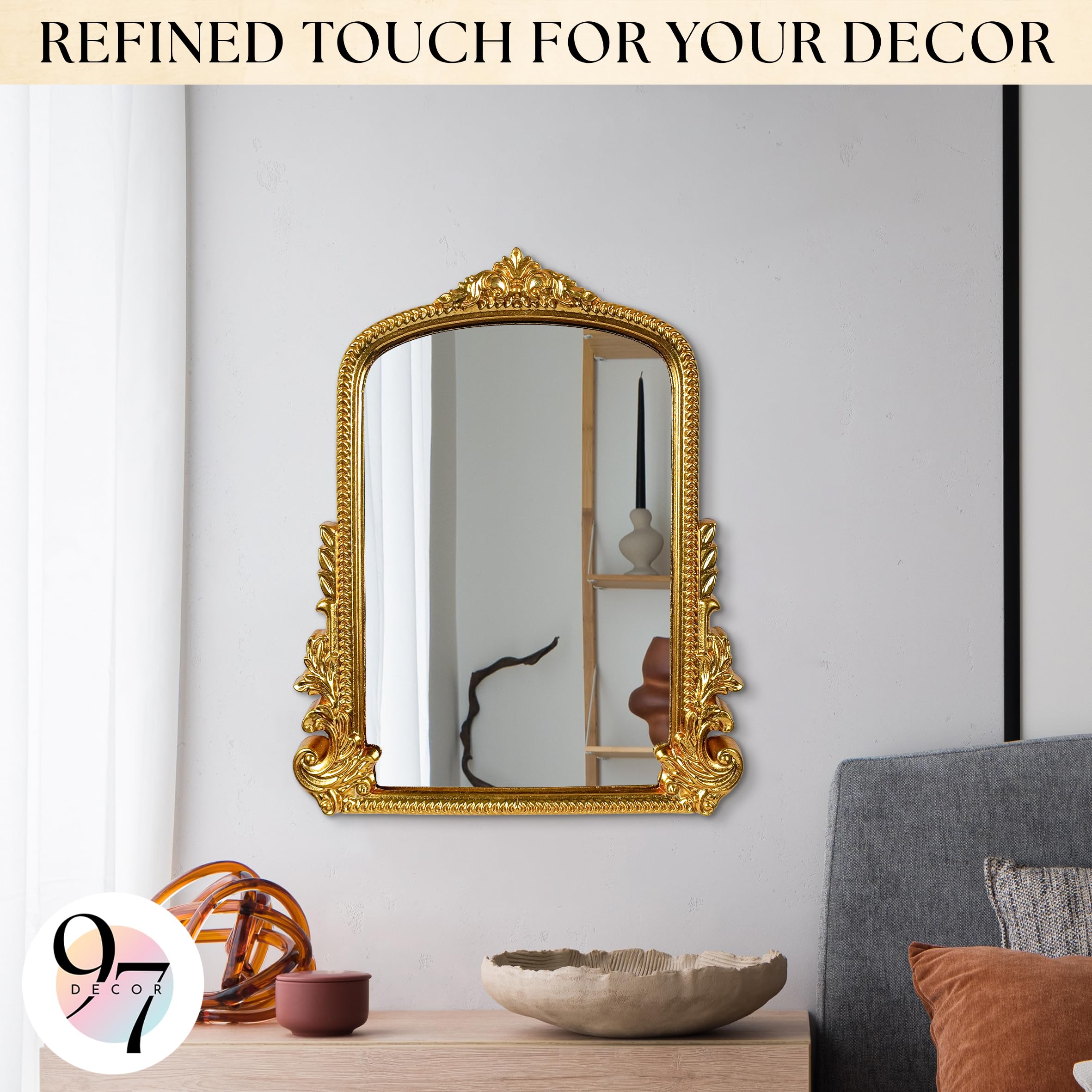 ビンテージ感溢れるゴールドフレームの鏡 Amazon.com: 97 Decor Gold Vintage Wall Mirror - Small Gold Mirror