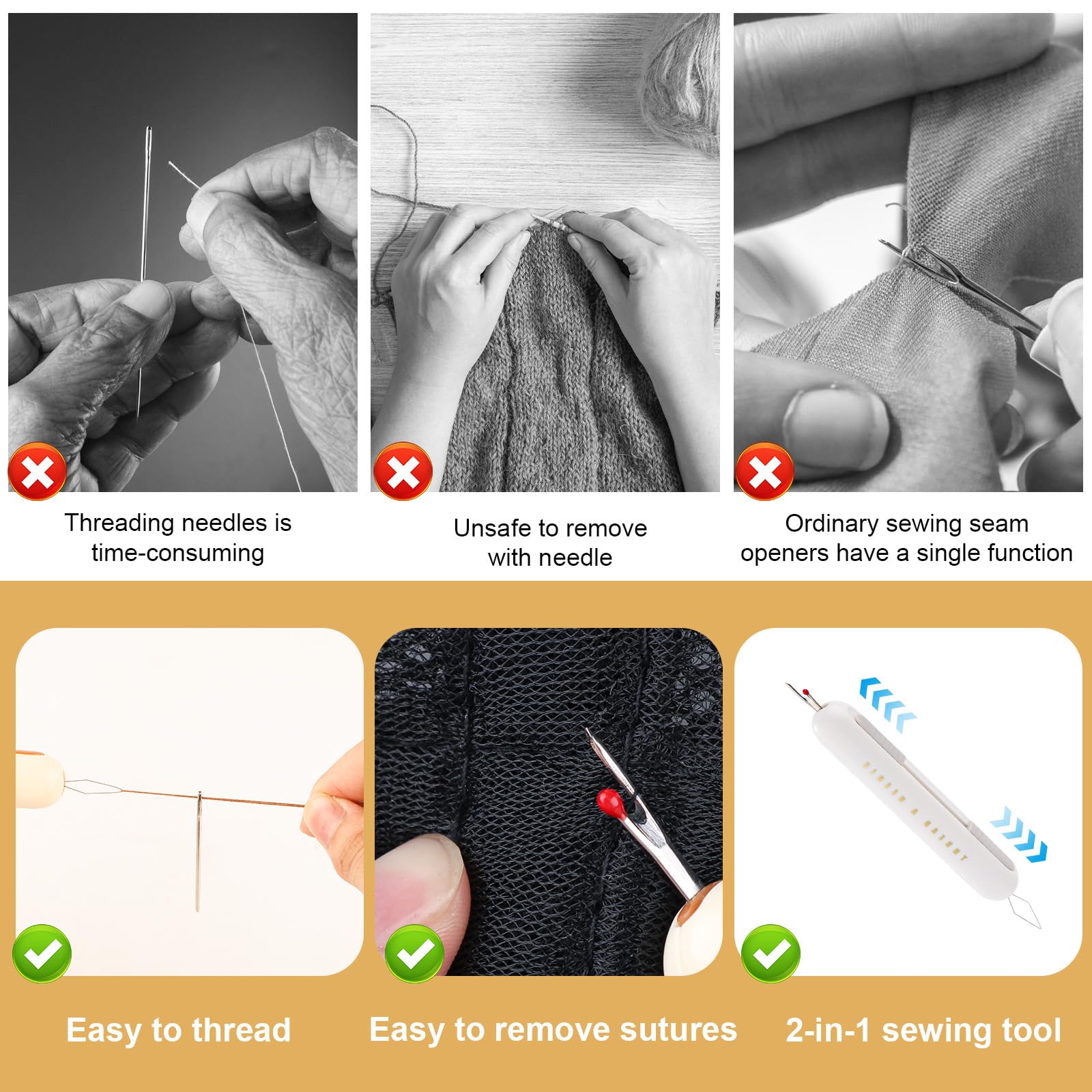 Enfile-aiguille Et Découseur 2 En 1 – Outil Télescopique Pour Couture, Tricot, Loisirs Créatifs