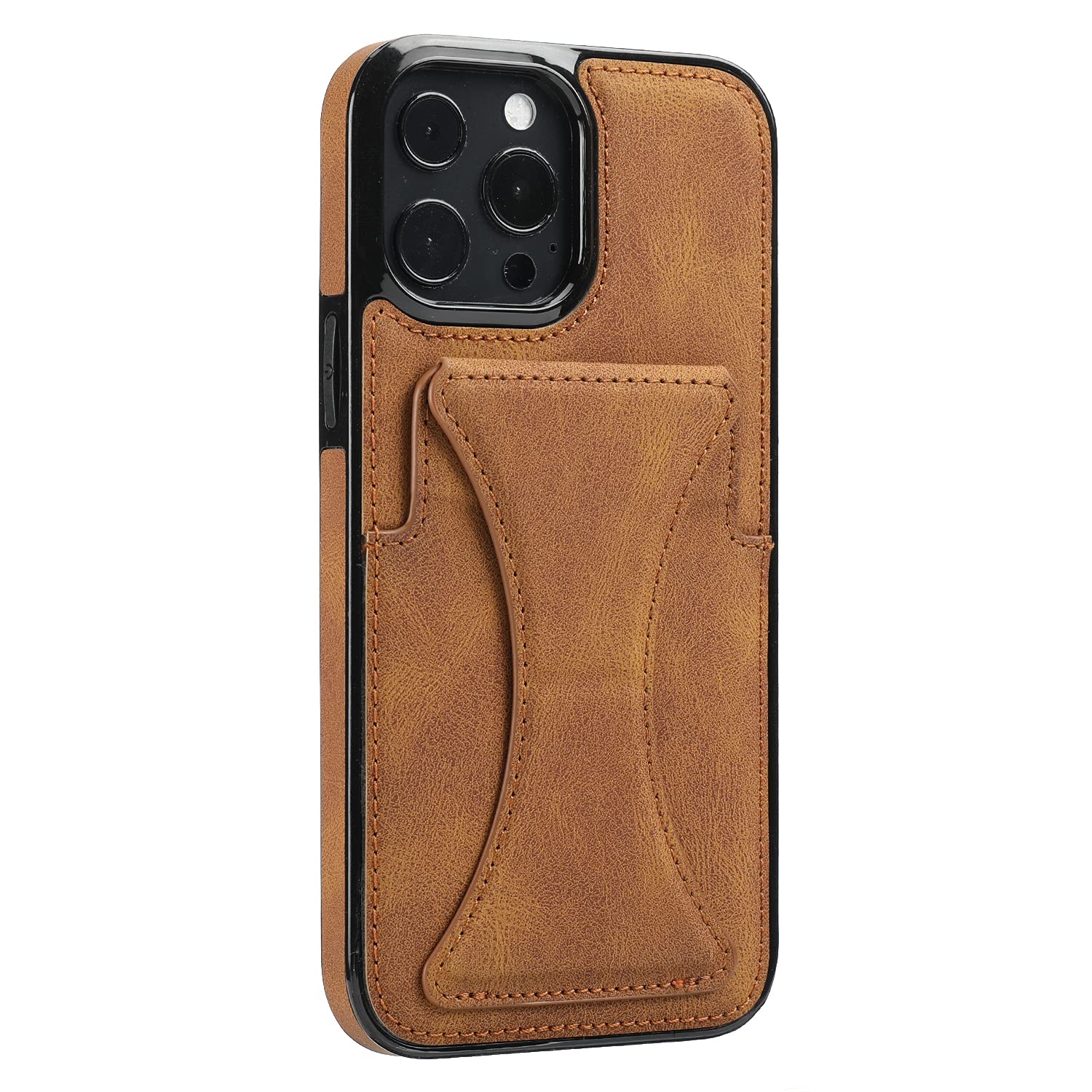 SUPWALL Compatible with iPhone 16 Pro Wallet Case with Card Holder, Ultra Slim Standing Support Premium PU Leather Kickstand Card Slots, Durable Shockproof Cover, Brown