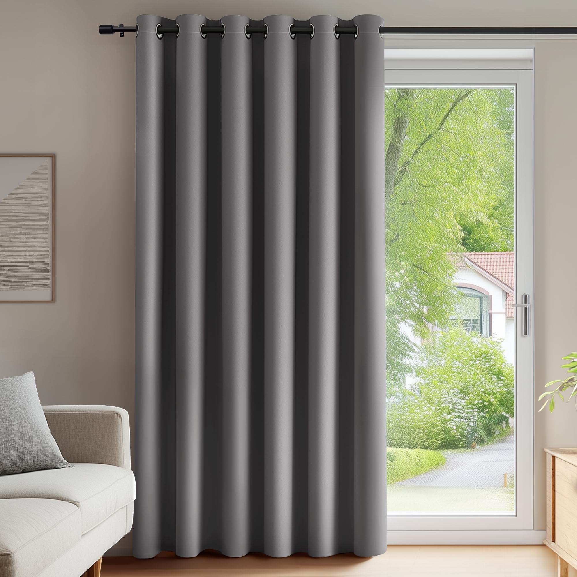 Deconovo Vorhänge Blickdicht Verdunklungsvorhang Gardine mit Ösen Raumteiler Vorhang Wohnzimmer Thermogardine Wärmeisolierung Thermovorhang, 245x200 cm(HöhexBreite), Hellgrau, 1 Stück