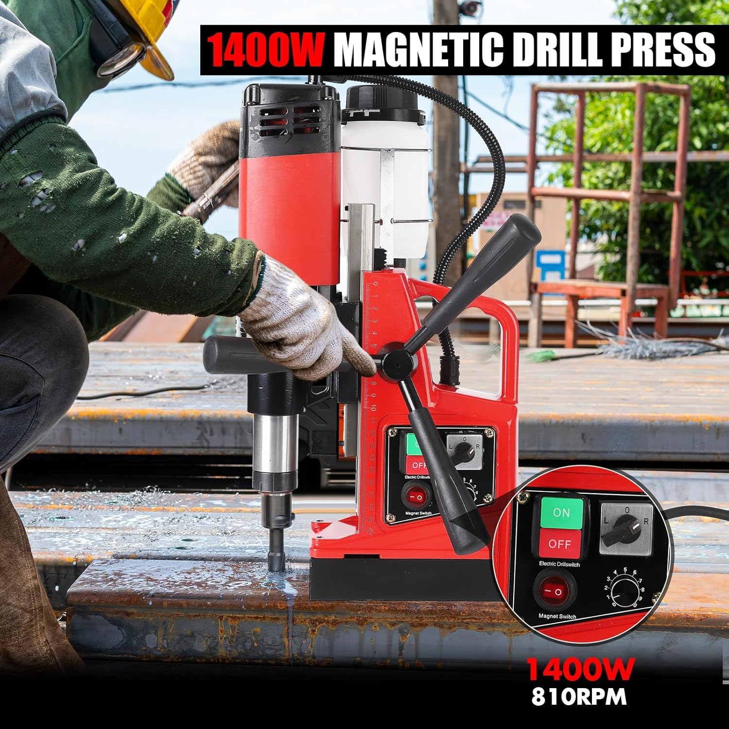 Taladro magnético portátil, 1300 W, 810 RPM, taladro de 1.6 pulgadas, doble pista para mejoras industriales y del hogar