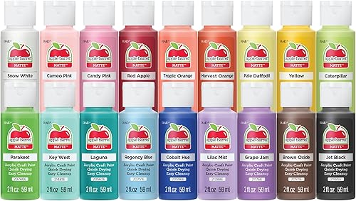 Apple Barrel, Pastel Dreams & Vivid Wonders Collection Pintura acrílica para manualidades, PROMOTCK, 2 onzas líquidas cada uno, 18 colores mate