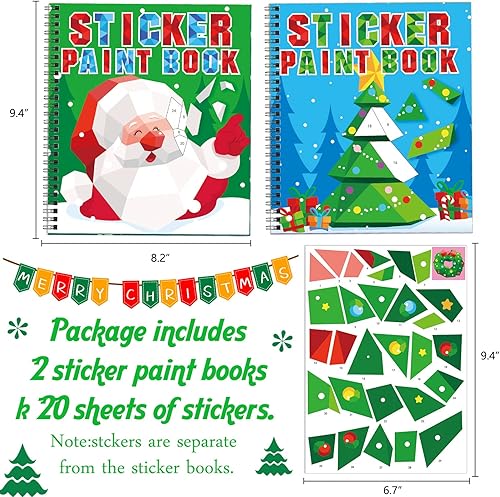 Miniatura 4 de 2 libros de pintura con calcomanías para manualidades de Navidad para niños de 4 a 8 años, incluye elfo, Papá Noel, pingüinos, muñeco de nieve y más