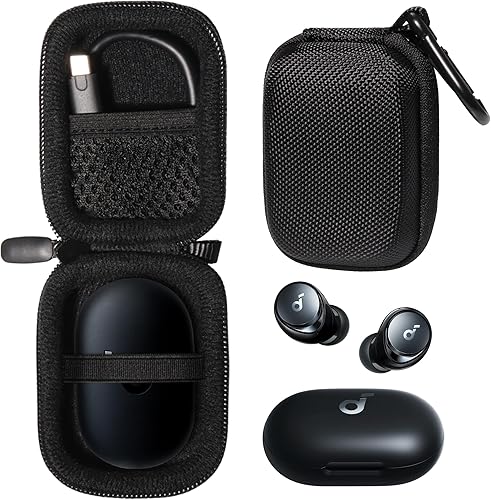 CaseSack Funda para auriculares inalámbricos Anker Space A40 con cancelación activa de ruido autoajustable (negro)