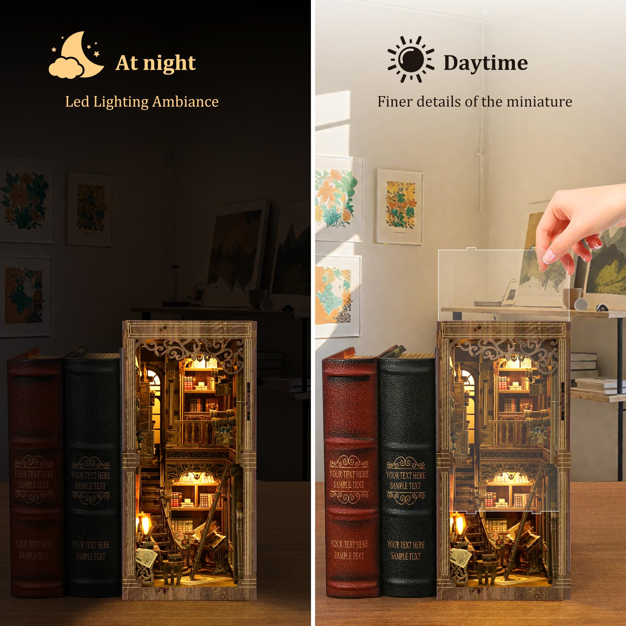 Kit Book Nook DIY per Adulti: LUMYCE Casa in Miniatura con Luci LED da Montare, Modellismo 3D Creativo per Decorare Librerie - Regalo Originale per Appassionati di Fai da Te
