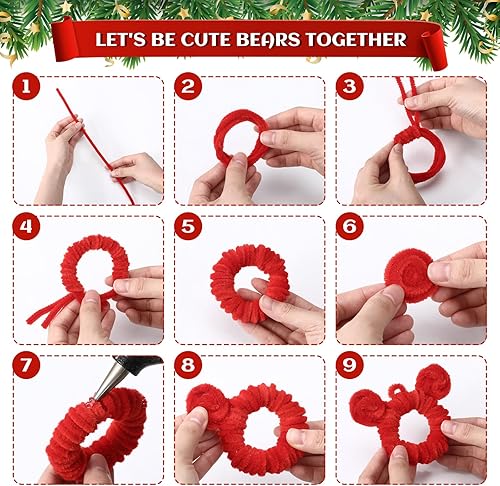 Miniatura 4 de Tatuo 300 Pieces Pipe Cleaners Chenille Stems for Christmas Supplies Decorations, 12 Inches by 6 mm, Red and Green