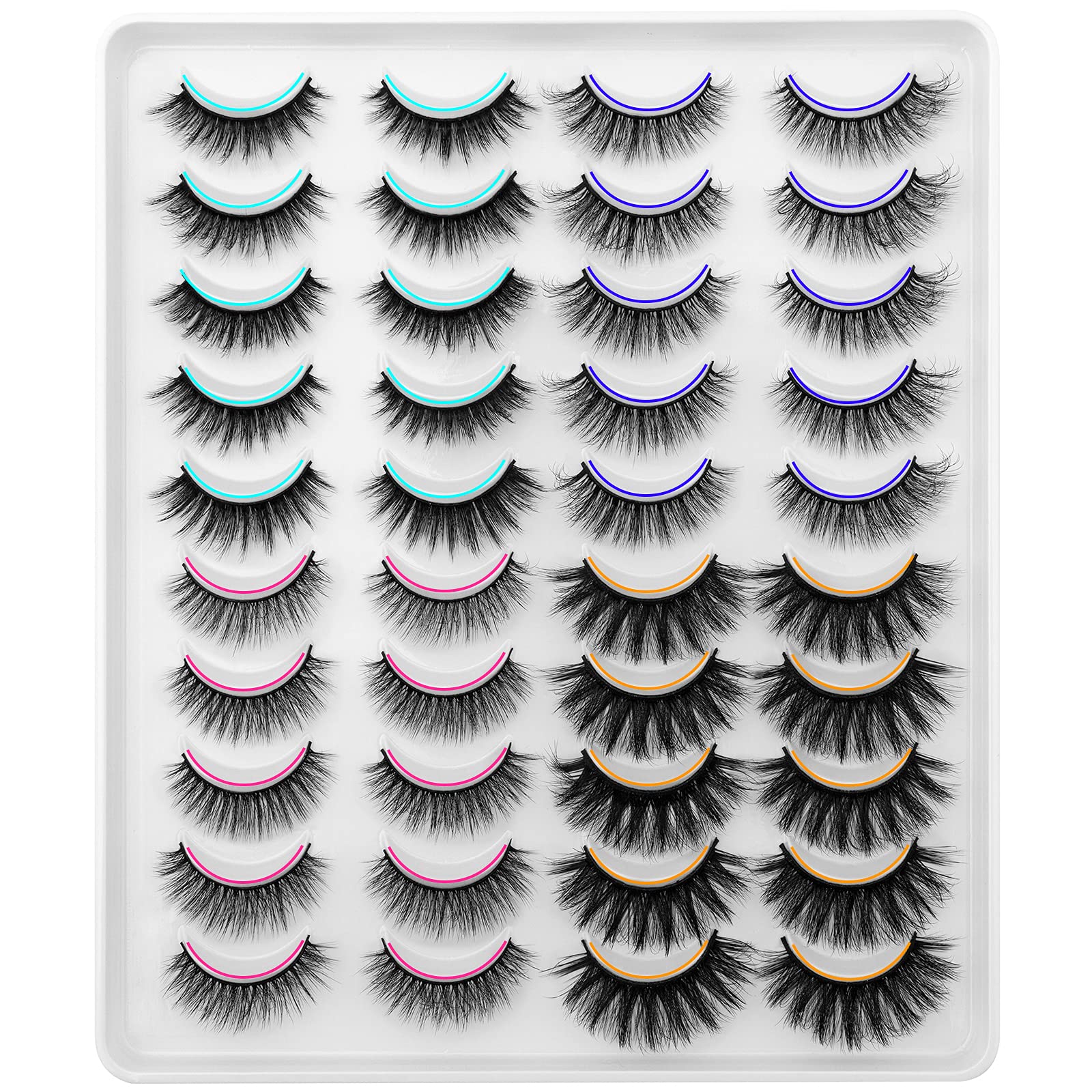 DYSILK Fluffy Lashes False Eyelashes - Lashes Mink 20 Pairs Wispy Lashes 6D 4 Styles Mixed Faux Mink Eyelashes False Lashes Mink Lashes Natural Look