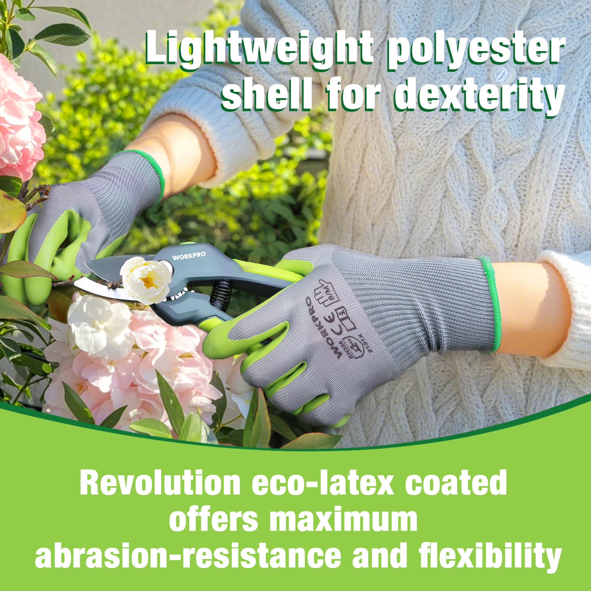 WORKPRO Gardening Gloves, 6 works Breathable and Non-Slip Garden Gloves, Versatile Work Gloves for Gardening DIY, Outdoor Maintenance - Image 4