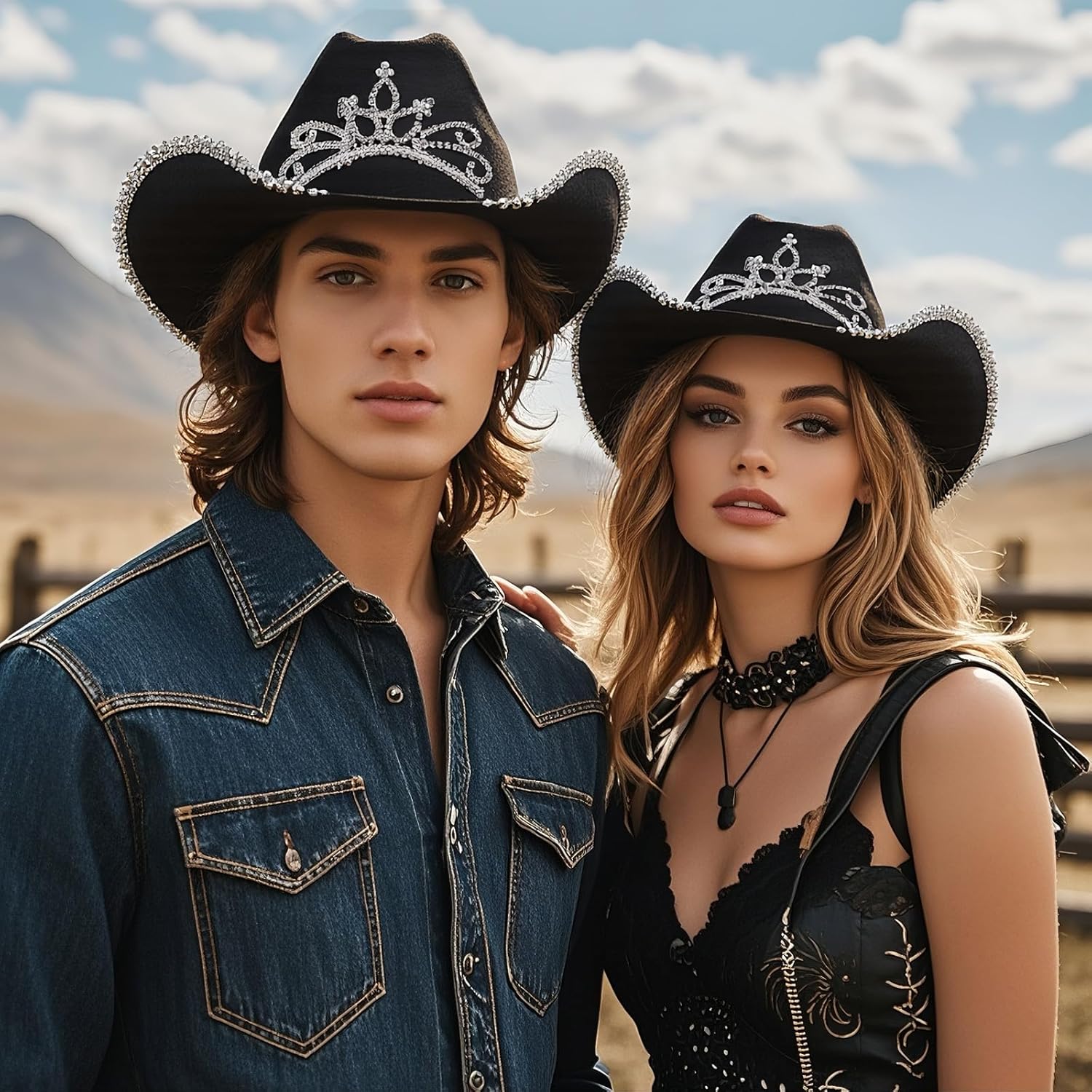 Barelove Cowboy Hat Cowgirl Hat - Preppy Sparkly Cowboy Hats for Women Bachelorette Birthday Disco Party Halloween - Image 6