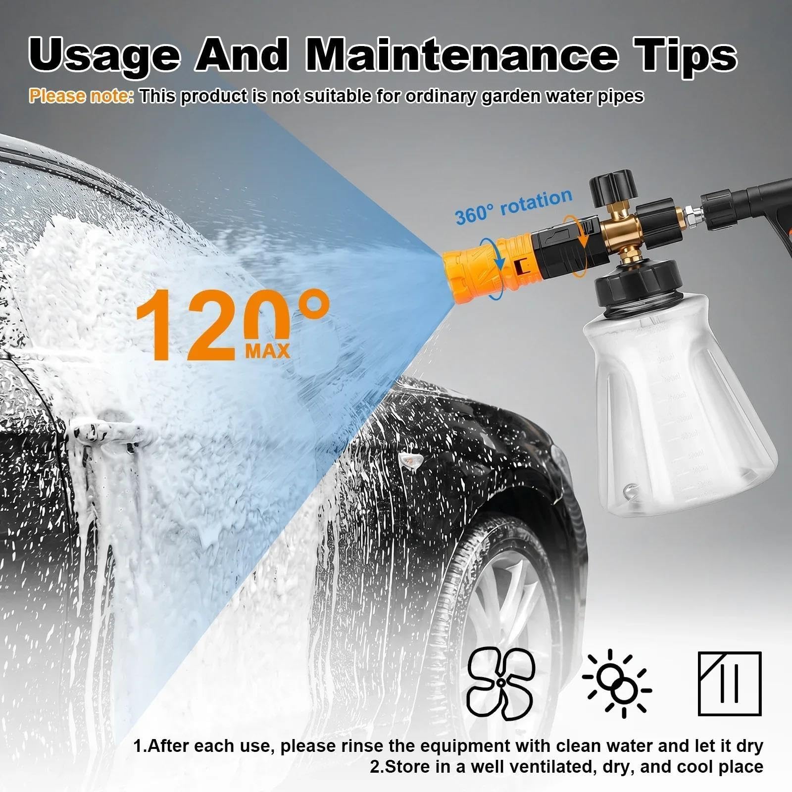 Schneeschaum-Lanze Auto, 1L, M22-14mm auf 1/4" Adapter