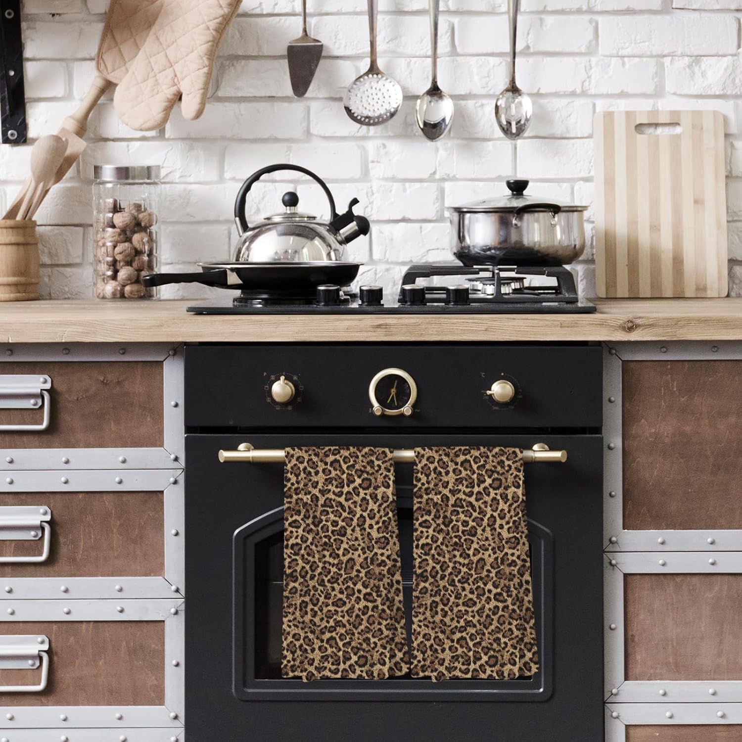 Leopard Print Kitchen Dish Towels Decor 16x24in Set of 2 image 3