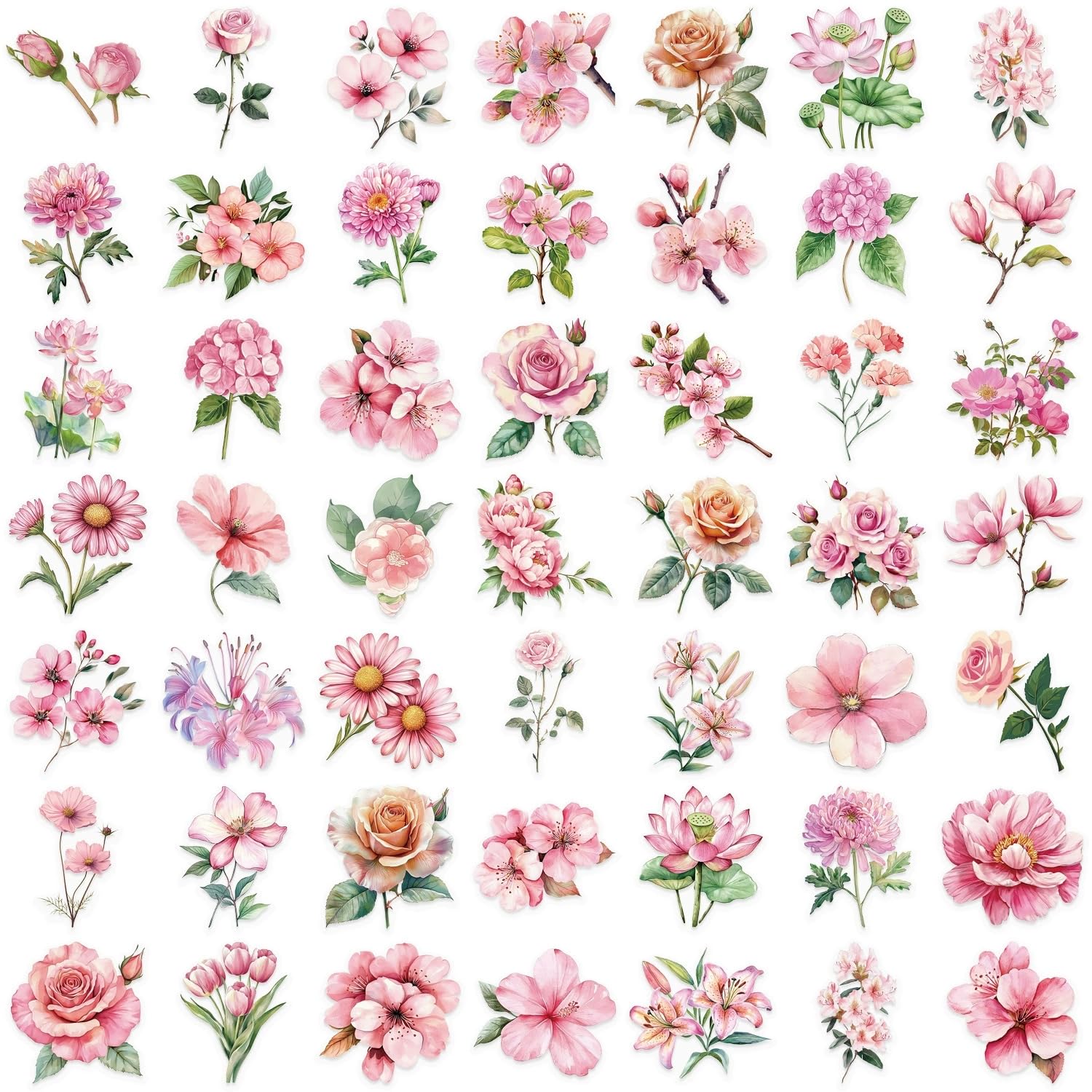 50 Pieces Flower Stickers for Water Bottle - Image 2
