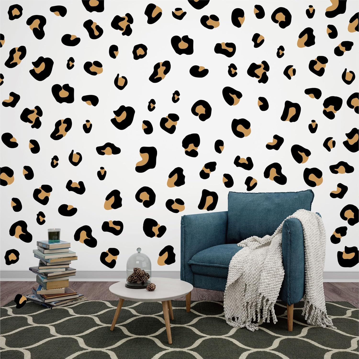 Leopard Print Wall Stickers Cheetah Decor Wallpaper Room Decor Removable Peel and Stick Vinyl Animal Print Pattern Nursery Car Door Home Decoration (290pcs)